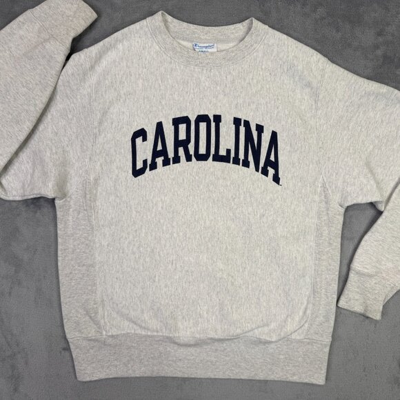 Carolina Sweatshirt Adult Small S Gray Champion Reverse Weave Crewneck Pullover - Picture 6 of 11